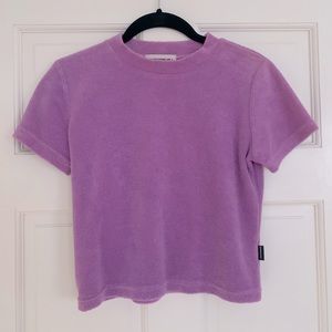 Purple Cropped Terry Cloth Tee (M)